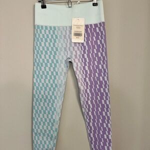 NWT Fabletics Blue and Purple Checkered Leggings